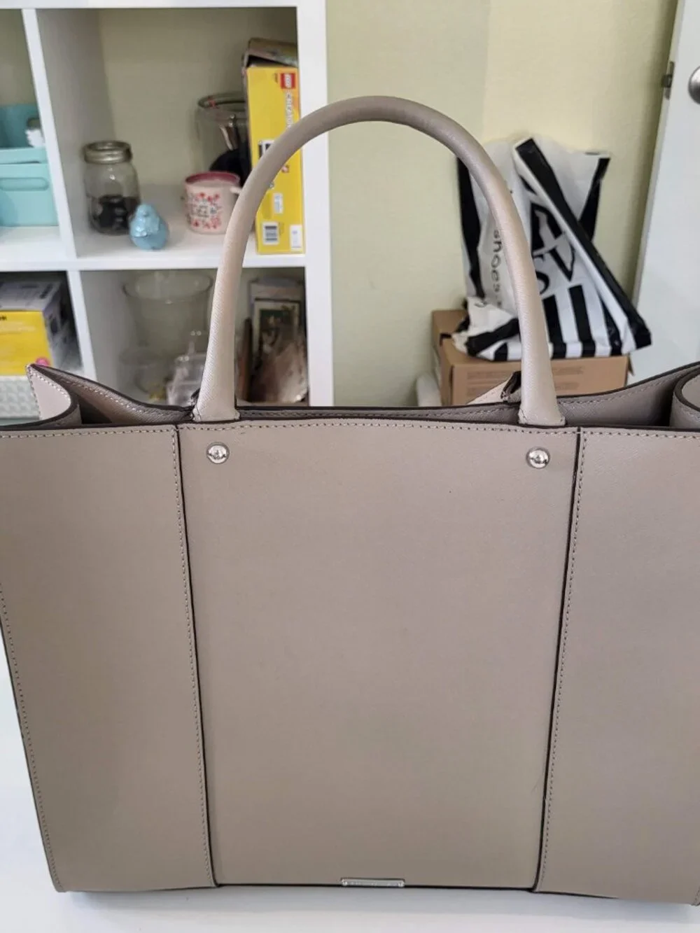 Rebecca Minkoff Beige Saffiano Leather, Medium Morning After Bag(M.A.B) Tote